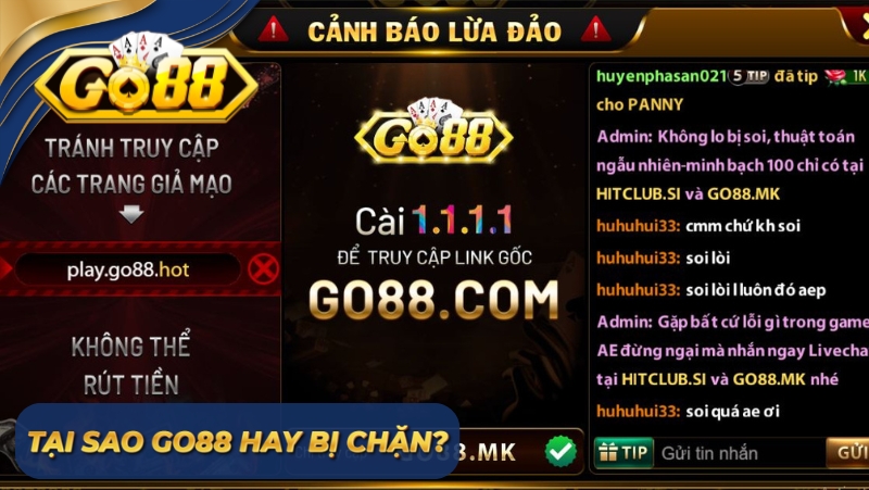 Tại sao GO88 hay bị chặn?